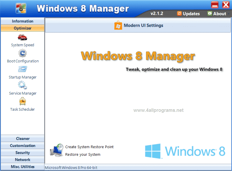 Windows 8 Manager v2.2.8 Free Download Full