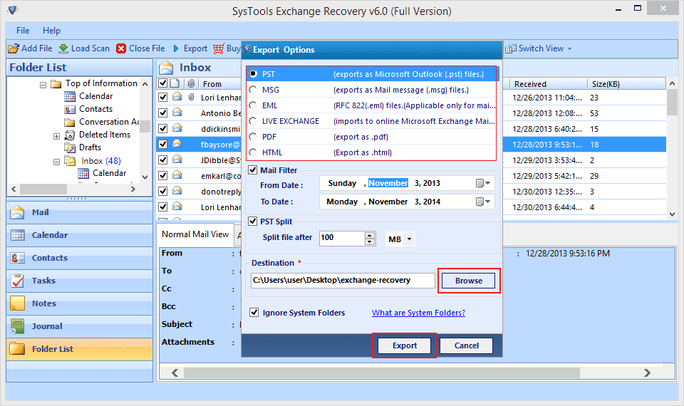 SysTools Exchange Recovery 10.1 Free Download